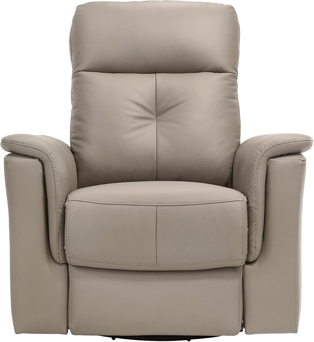 Lexicon Swivel Glider Recliner Chair, Comfy Nursery Glider, Top Grain Leather Match Recliner, Manual Reclining Chair for Living Room/Office/Apartment, Latte