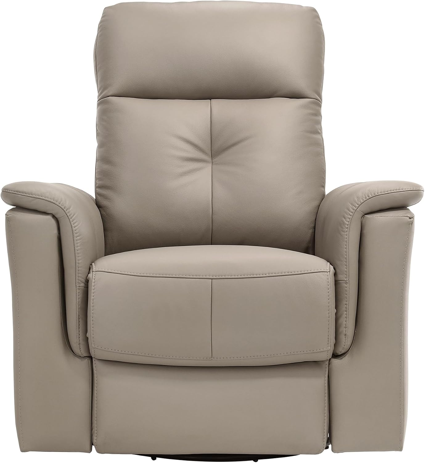 Lexicon Swivel Glider Recliner Chair, Comfy Nursery Glider, Top Grain Leather Match Recliner, Manual Reclining Chair for Living Room/Office/Apartment, Latte