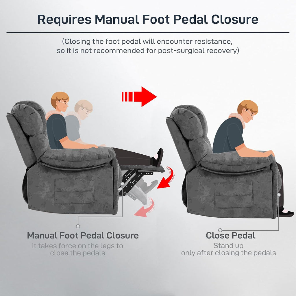 Recliner Chair Modern Ergonomic Lounge Single Sofa Seat Living Room Gravity Recliners Foam Filling
