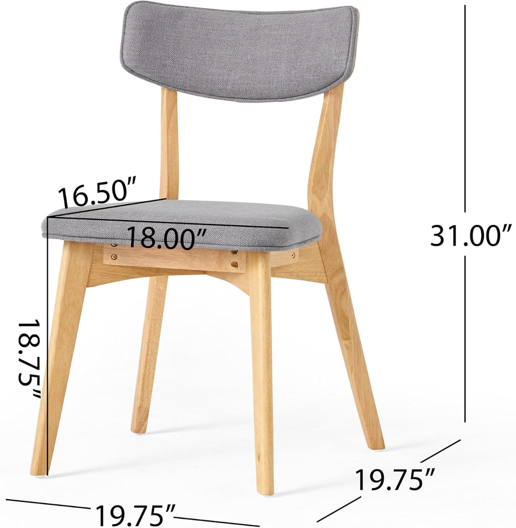 Christopher Knight Home Wrene Mid-Century Dining Chairs Set of 4, Upholstered Dining Room Chairs, Comfy Seating Kitchen Side Chair Set, Armless Accent Chair Set for Home Office, Dark Gray+Oak