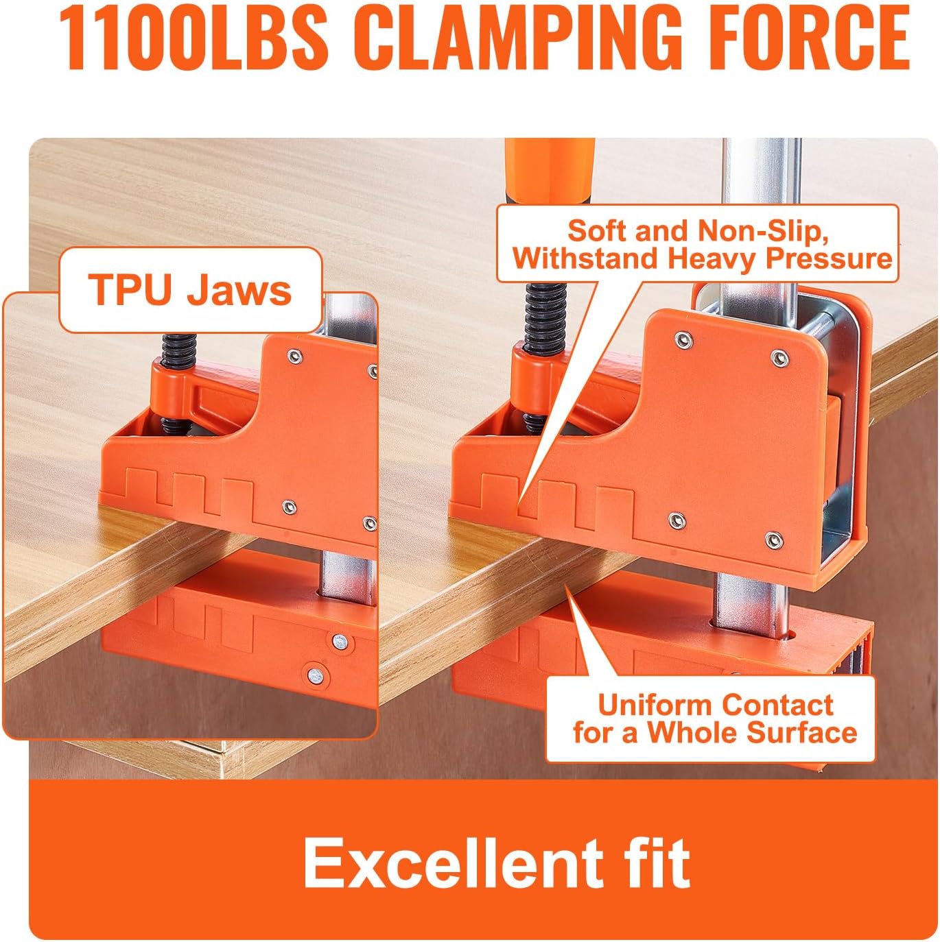 Happybuy Bar Clamps for Woodworking, 2-Pack 50' Parallel Clamp Set, F Clamp with 1100 lbs Load Limit, Even Pressure, High-strength Plastic and Carbon Steel, Wood clamps for Woodworking Metal Working
