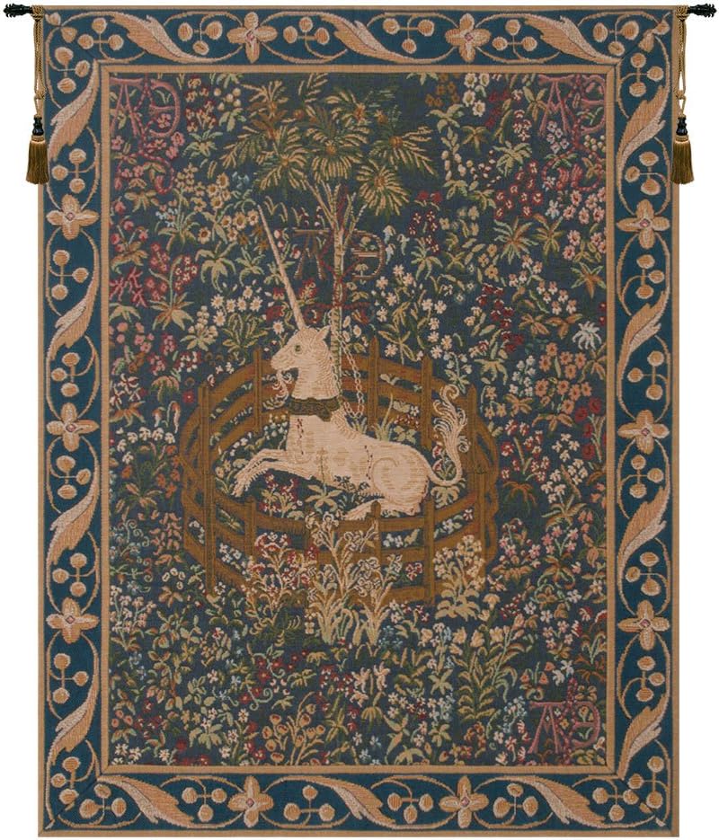 Charlotte Home Furnishings Inc. Licorne Captive French Tapestry Wall Hanging 32 X 25 Inch Viscose Cotton And Polyester Blend Wall Art Perfect For Home Decor Room Decor And Wall Decor