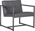 Studio Designs Home Modern Accent Chair Camber Mid-Century, Pewter Grey Metal Frame & Smoke Bonded Leather