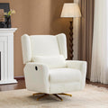 Christopher Knight Home Dolia Boucle Fabric Upholstered 360° Swivel Chair, Push-Back Power Recliner Chair, Iron Recliner Sofa with Rotation, Living Room Lounge Sofa, Adjustable Backrest, Beige+Gold