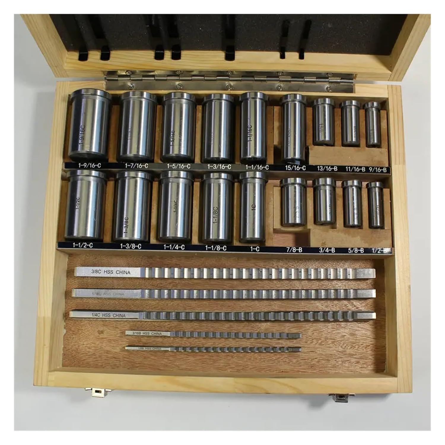 Keyway Broach Kit 30pcs Keyway Broach Set, Inch Sized 5pcs Broaches 1/2''-1-1/2'' 18pcs Bushings and 7pcs Shims HSS Keyway Tool for CNC Machine