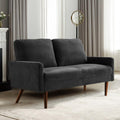Kent Velvet Loveseat Sofa, European Style with Sleek Design, Modern & Vintage Flair, Upholstered 2 Seater Couch, Chic Living Room Furniture Seating for Home, Apartment or Office, Black