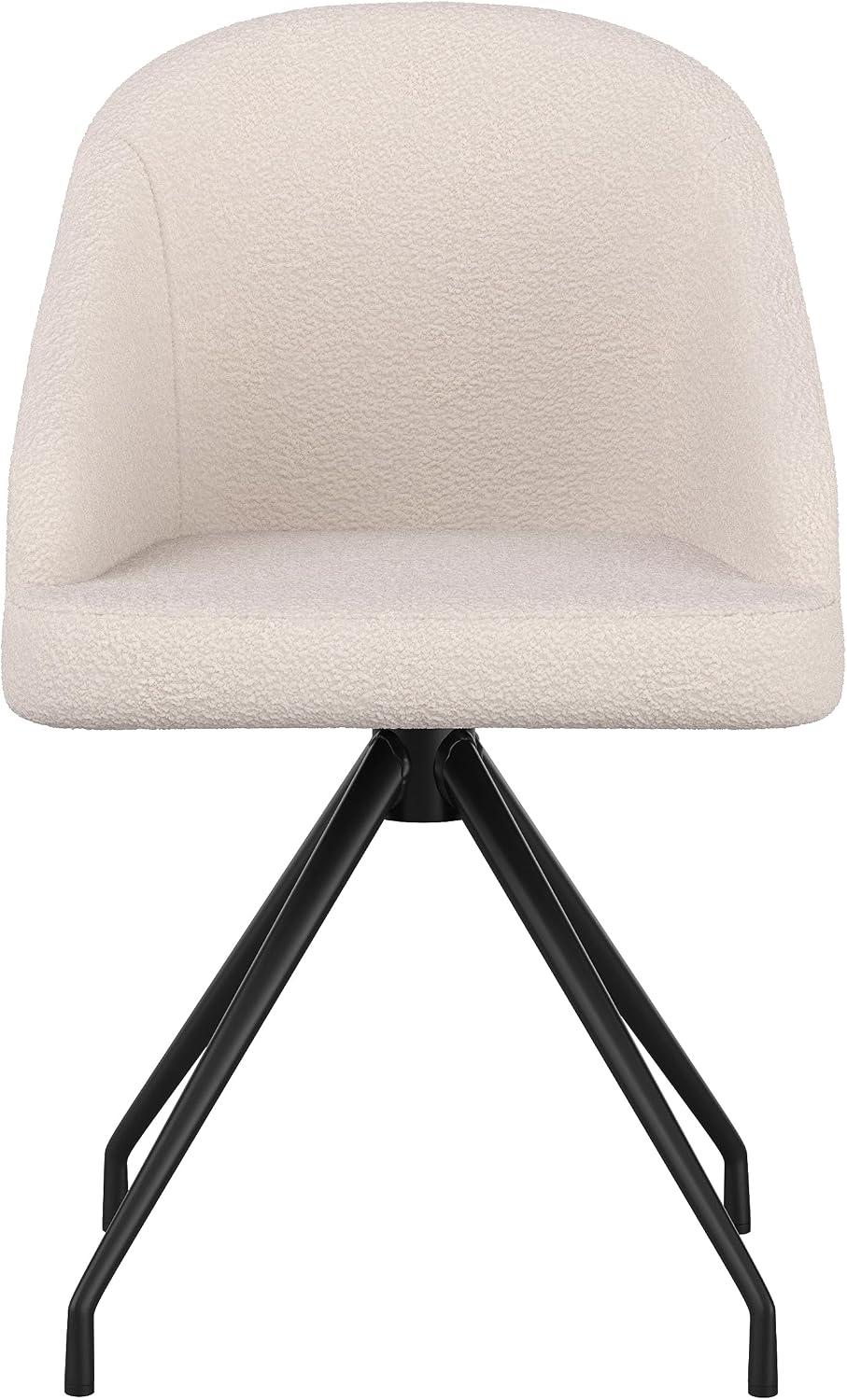Martha Stewart Sora Stationary Swivel Task Chair with Sloped Arms for Home Office in White Boucle with Oil Rubbed Bronze Frame