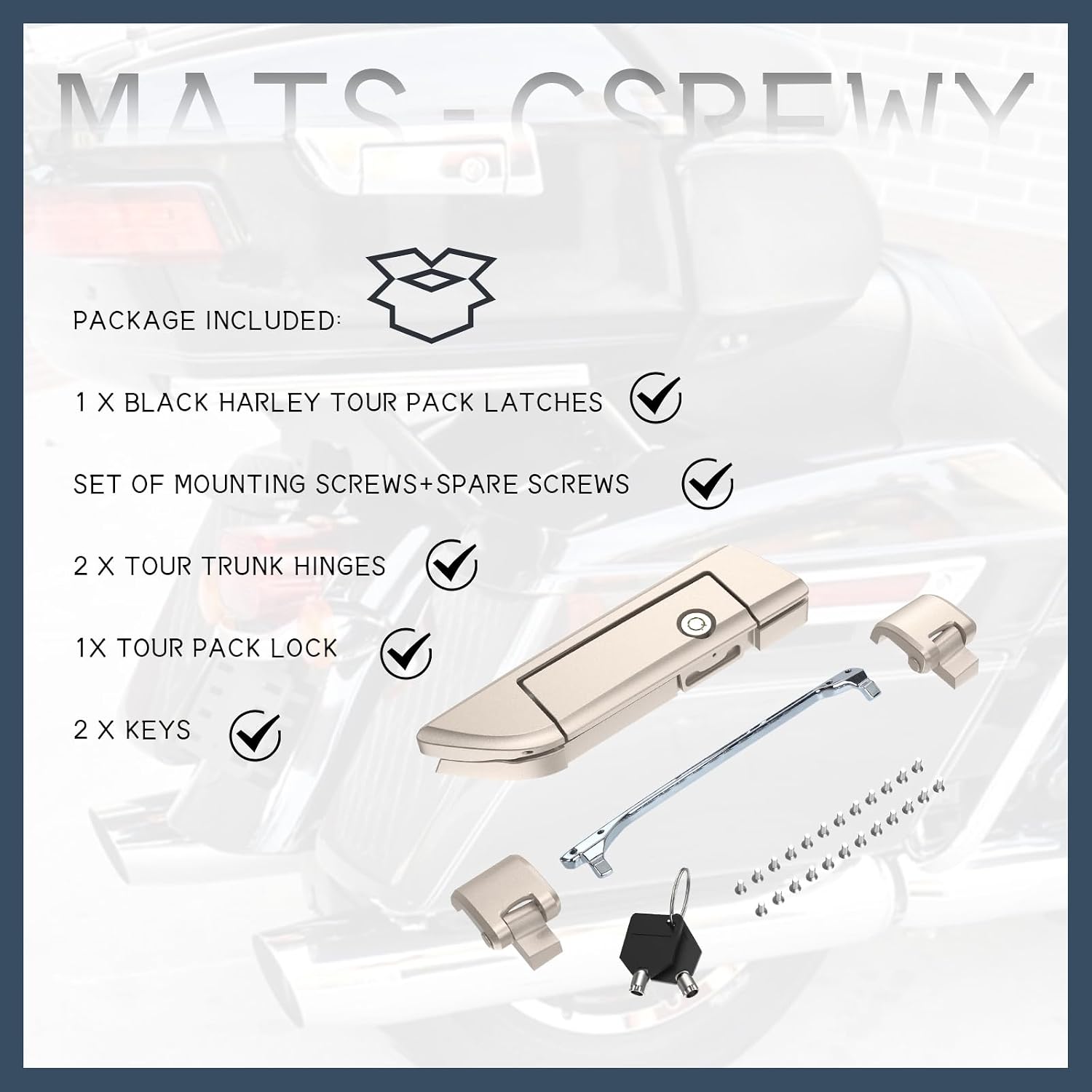 Tour Pack Latches Hinges Fit for Harley Touring Razor Chopped King Pak Road King Road Glide Street Glide Electra Glide 2014-2025 Silver Fortune