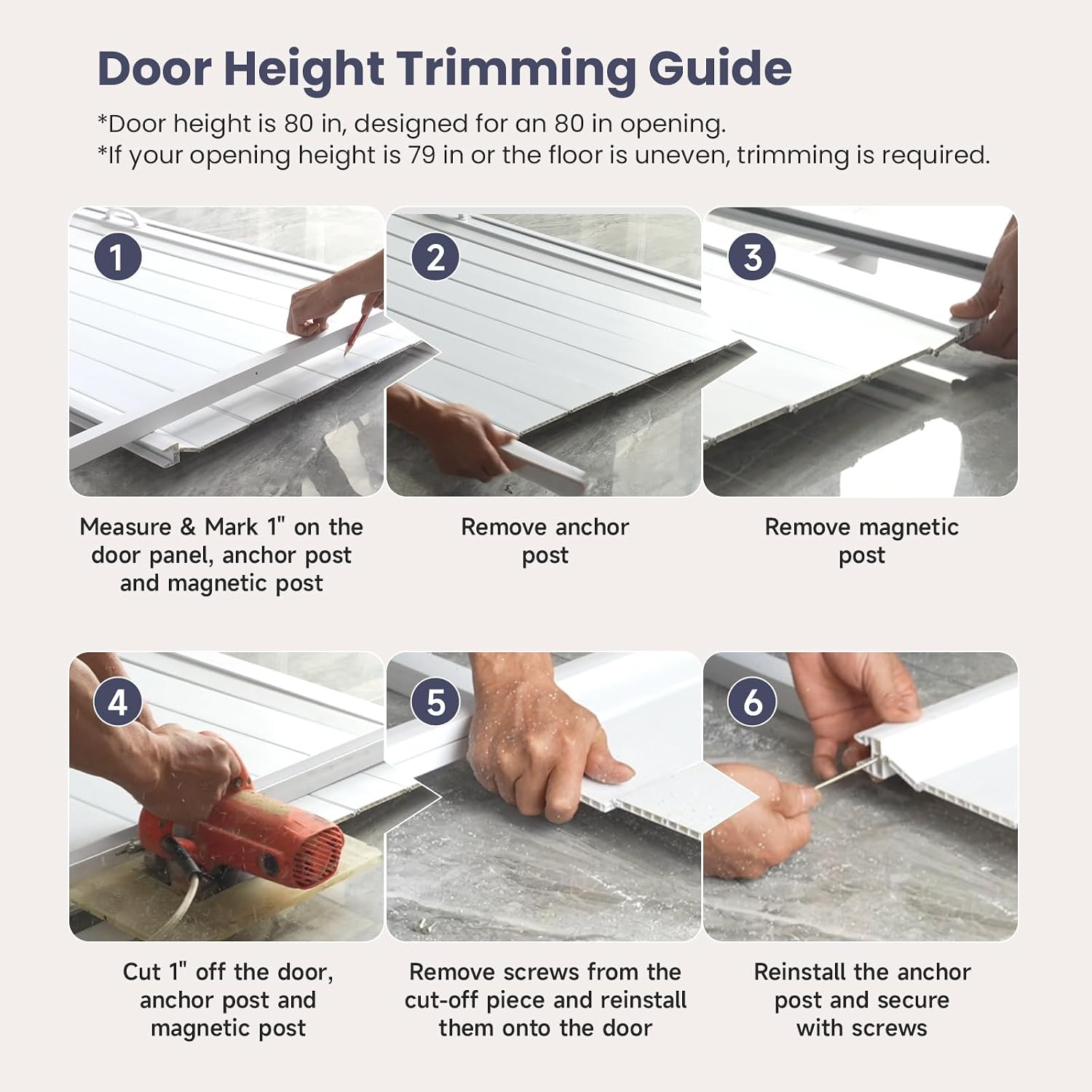 DIYHD 32X96 Accordion Door for Tall Openings, White Double Layer PVC Folding Interior Door with Track Kit, Space-Saving Closet Door, No Floor Track, Dual-Sided Handle & Latch, Easy Install