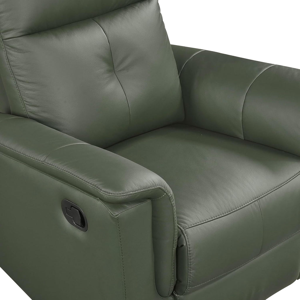 Lexicon Swivel Glider Recliner Chair, Comfy Nursery Glider, Top Grain Leather Match Recliner, Manual Reclining Chair for Living Room/Office/Apartment, Green