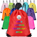 Custom Bags With Your Logo Set of 100 Custom Backpack Draw String Bags Pack Bulk for Travelling Swimming Gym Everyday Use (Red)