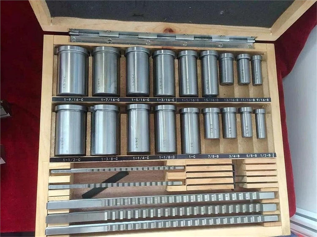 Keyway Cutting Tool 30pcs HSS Groove Keyway Broach Broaches Set Key Broaching Tools Tool 5pcs 1/2''-1-1/2''18pcs Bushings 7pcs Shims for CNC Cutting Machine Too