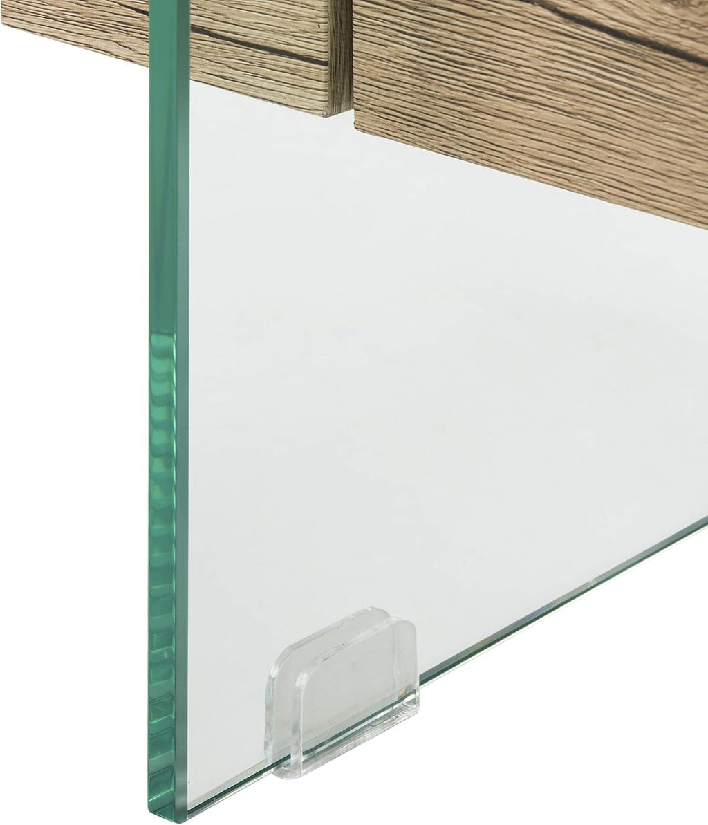 SAFAVIEH Home Collection – Kayley Rectangular Glass Coffee Table with Wood Shelf, Modern Open Frame Accent Table for Living Room (COF7004A)