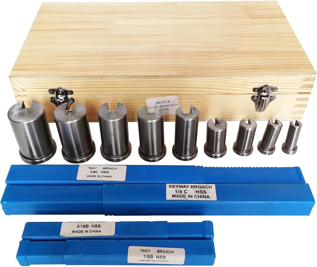 Push Type Keyway broaches 18pcs CNC Keyway Broaches Set Bushing Shim Set 1/2-1-1/2 Broaching Tool Inch Sized High Speed Steel Cutting Tool