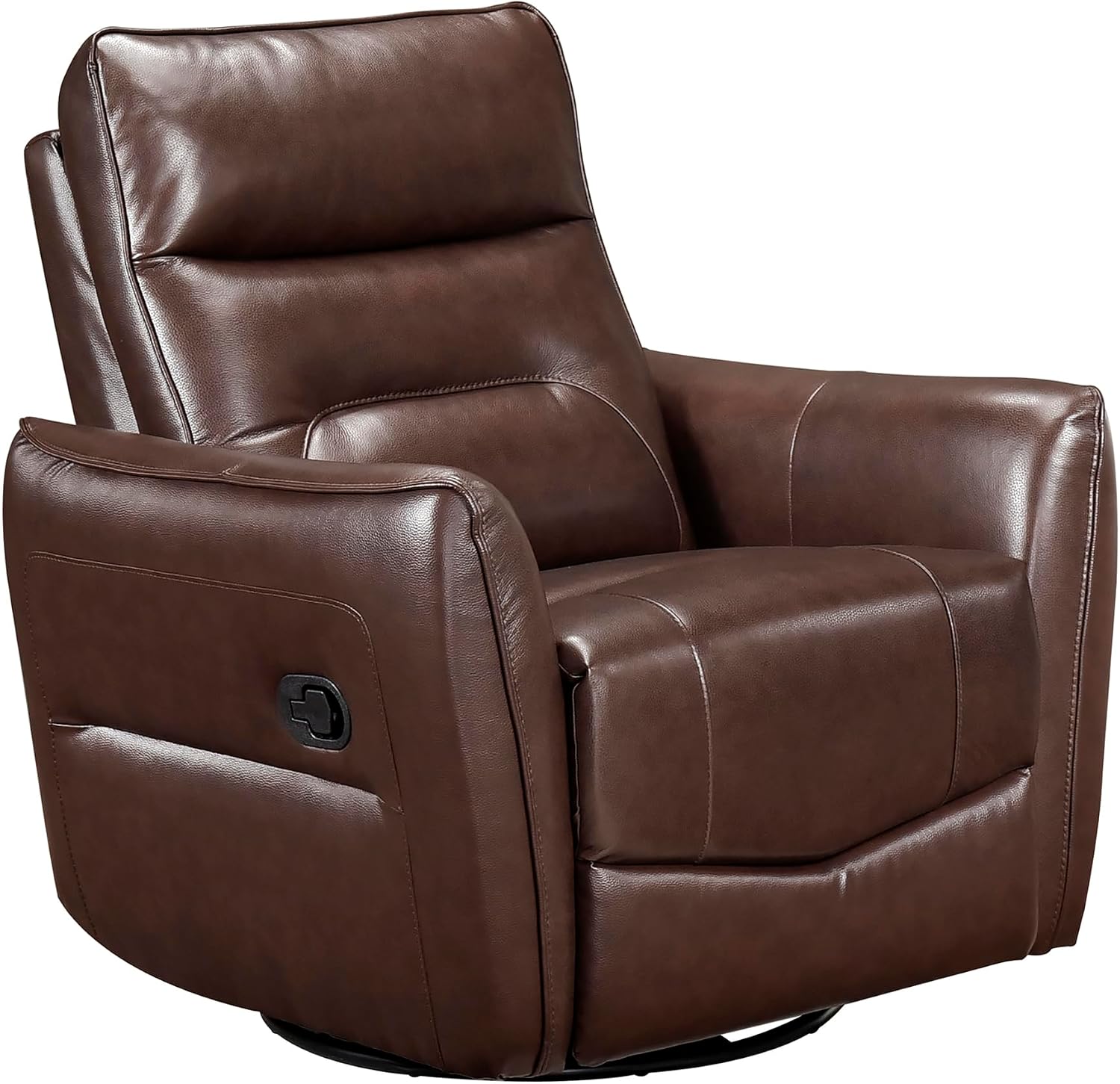 Lexicon Swivel Glider Reclining Chair, Top Grain Leather Match Manual Recliner, Comfy Nursery Glider Recliner, Swivel Reclining Chair for Living Room/Office/Bedroom/Apartment, Brown