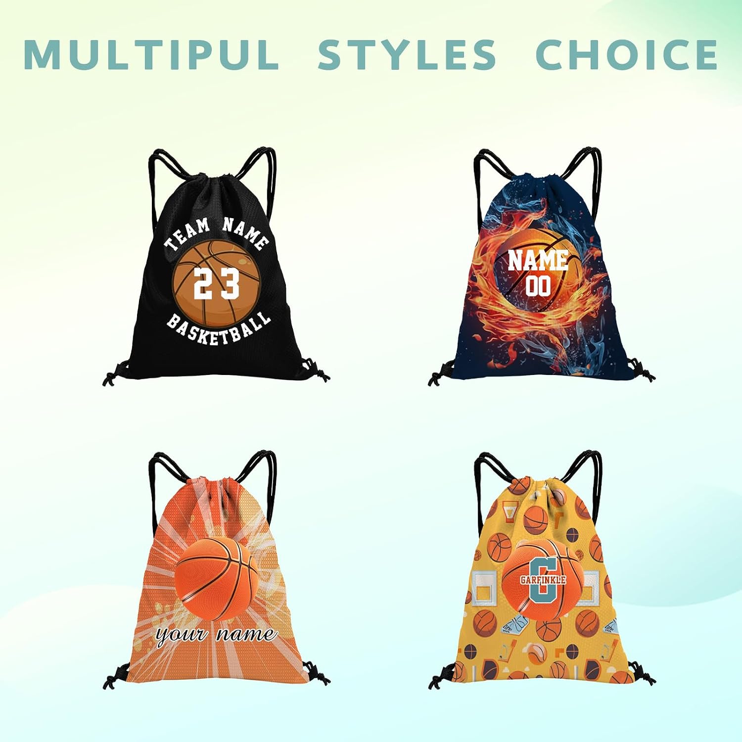 Custom Drawstring Backpack with Name Personalized Bulk Cheer Beach Draw String Bags for Small Business Swim Sport Camping Vacation Travelling Gym Men Women-50 PCS