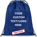HANDSY Non-Woven Custom Drawstring Bags - Personalized Drawstring Backpack- Custom Bags with Logo for Traveling,Gym and Everyday Use (100, Blue)