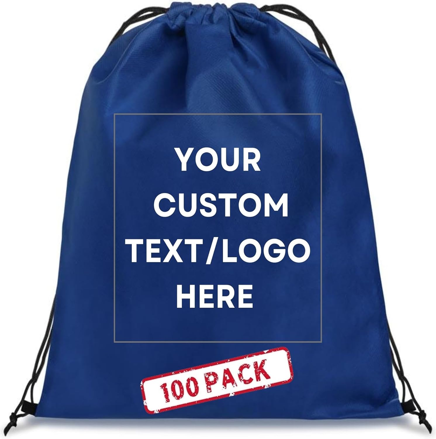 HANDSY Non-Woven Custom Drawstring Bags - Personalized Drawstring Backpack- Custom Bags with Logo for Traveling,Gym and Everyday Use (100, Blue)
