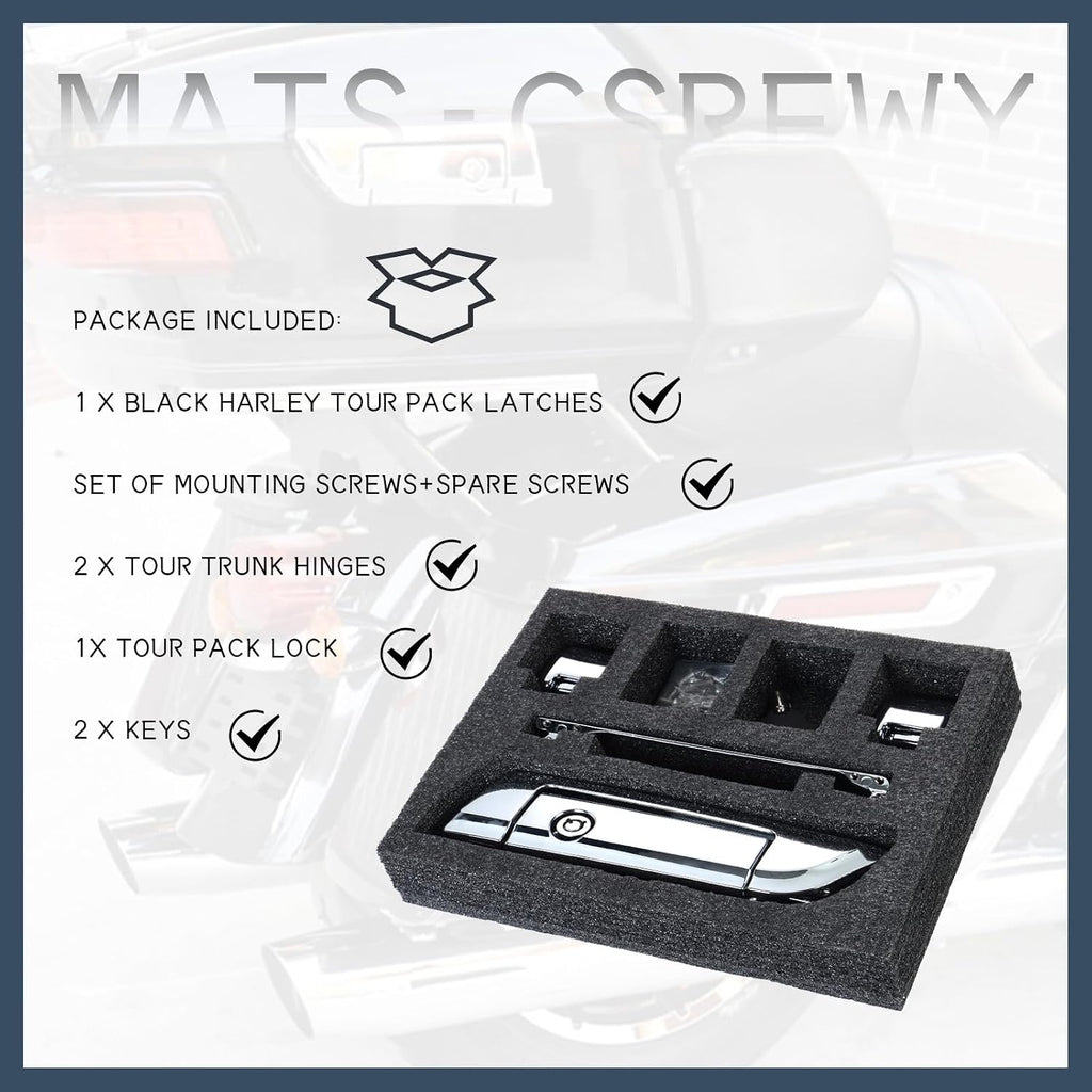 Tour Pack Latches Hinges Fit for Harley Touring Razor Chopped King Pak Road King Road Glide Street Glide Electra Glide 2014-2025 Chrome
