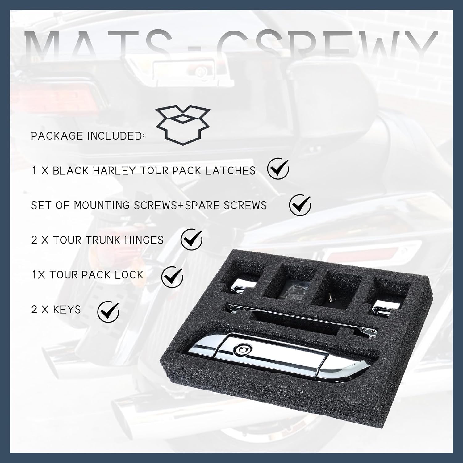 Tour Pack Latches Hinges Fit for Harley Touring Razor Chopped King Pak Road King Road Glide Street Glide Electra Glide 2014-2025 Chrome