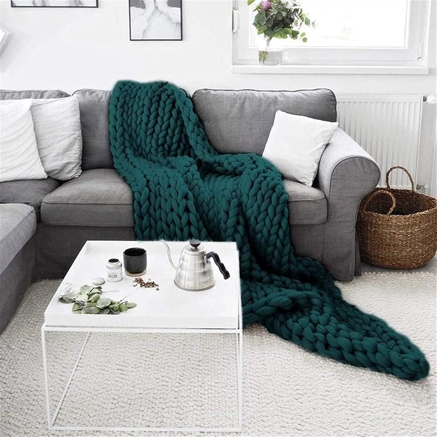 King Size Chunky Knit Blankets Handmade Soft Bulky Cozy Knit Blankets Throw for Sofa, Bed, Baby Blanket, Festival Gift, Camping, Home Decor (Size : 47x59in(120x150cm))
