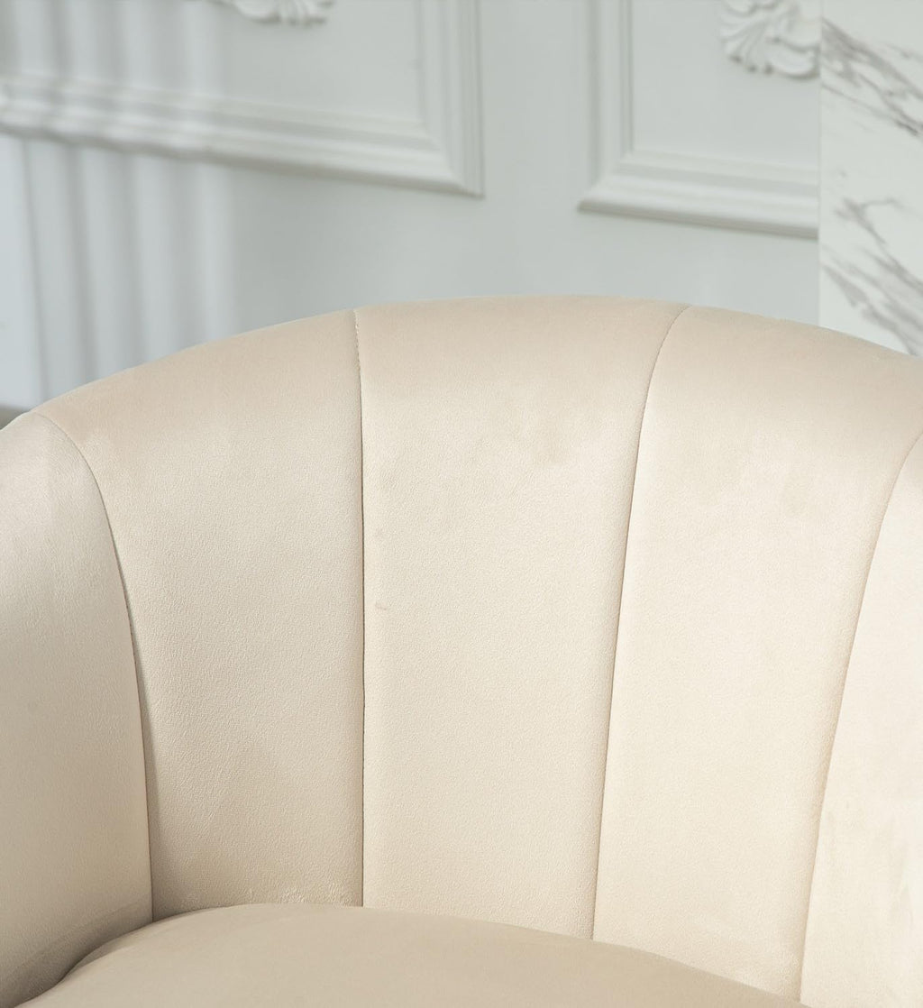 Container Furniture Direct Velvet Modern Accent Armchair - Luxury Gold Frame | Versatile Seating for Living Room, Bedroom, Office, Beige