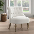 Zihanhome Living Room Chairs, Armless Accent Chair, Comfy Tufted Bedroom Chair, Upholstered Chair with Wooden Legs for Reading Room, Reception, Apartments and Dormitories (Beige)