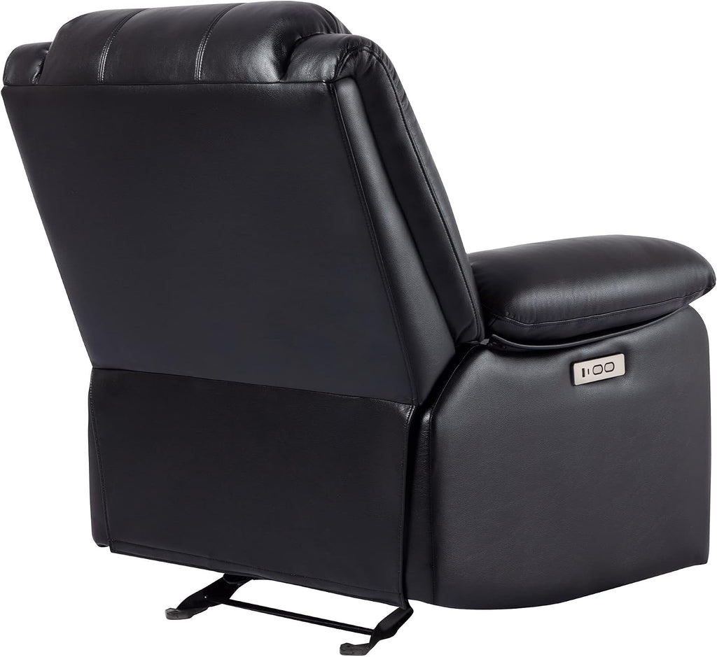 Watson & Whitely Power Recliner Chair for Adults, Faux Leather Electric Reclining Chair for Living Room, Upholstered Recliner with USB Port, Black