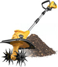 Cordless Tiller Cultivator Compatible with Dewalt 20V Battery (Tool Only), MtiolHig 360RPM Electric Garden Tiller for Gardening, Brushless Rototiller 9' Width 6.3' Depth for Soil Cultivation, Yellow