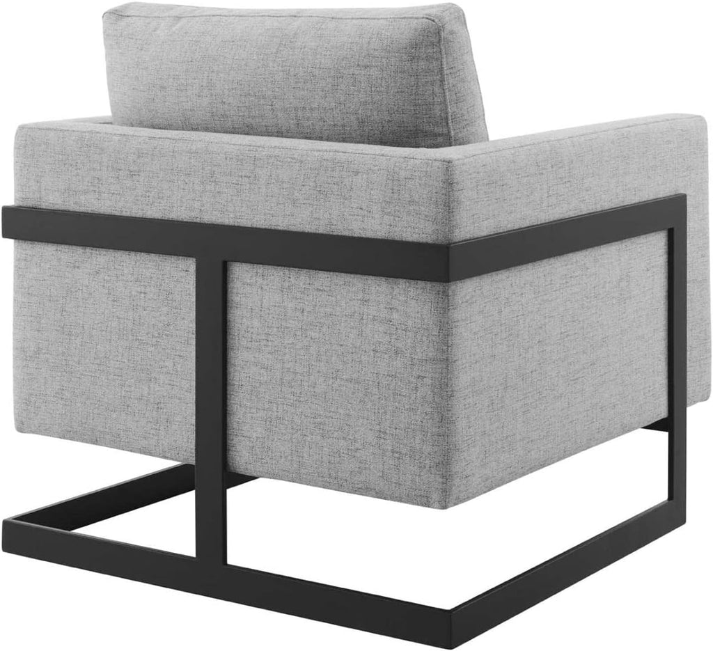 Posse Upholstered Fabric Accent Chair in Black Light Gray