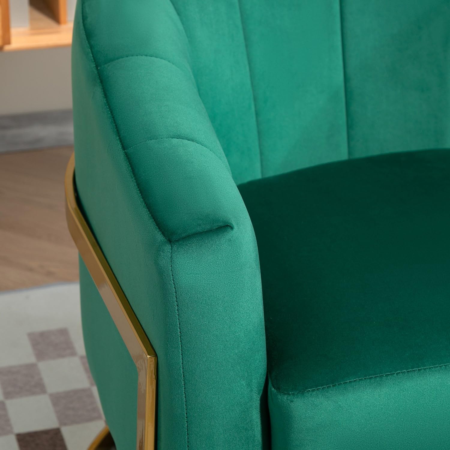 Container Furniture Direct Velvet Modern Accent Armchair - Luxury Gold Frame | Versatile Seating for Living Room, Bedroom, Office, Green