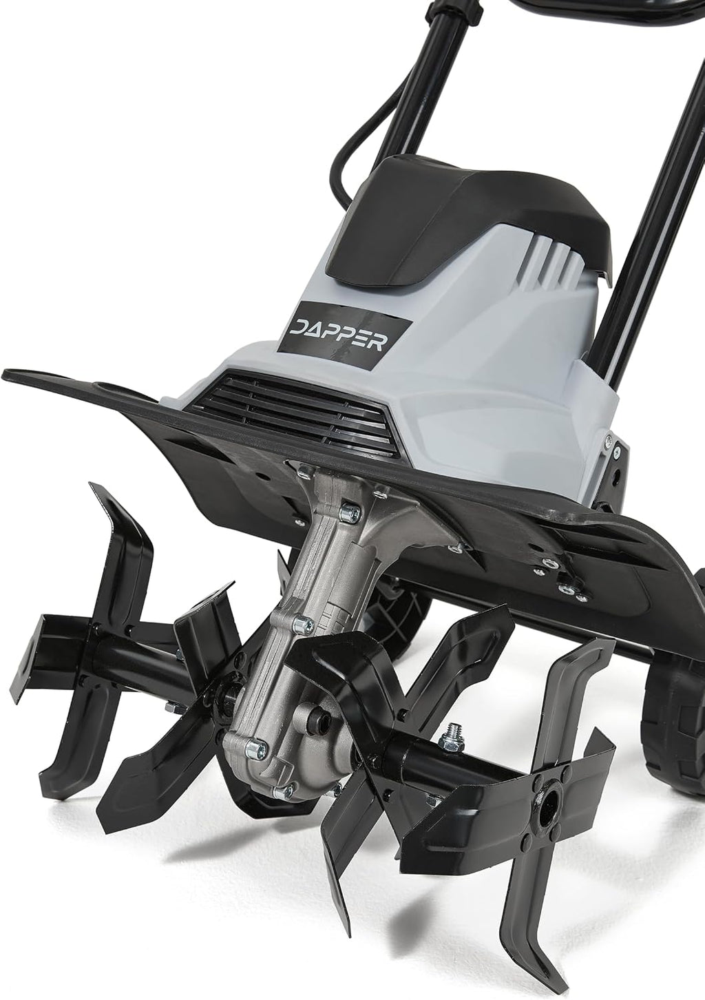 Dapper Supply 14 Electric Tiller Cultivator, 10Amp Corded Garden Rototiller with 4 Steel Tines, Adjustable Depth Wheels, Foldable Handle, Lightweight Portable Soil Cultivator for Gardening