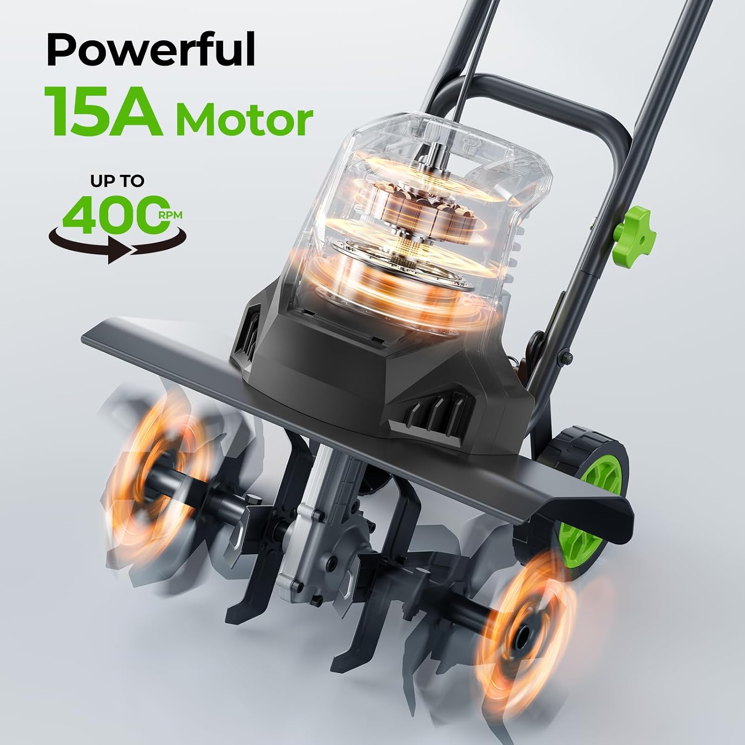 Electric Tiller for Gardening, 1800W 15A Garden Tiller Cultivator, 18' × 9' Rototiller with 24 Steel Tines, 400RPM Corded Tiller for Weeding, Gardening & Soil Cultivation