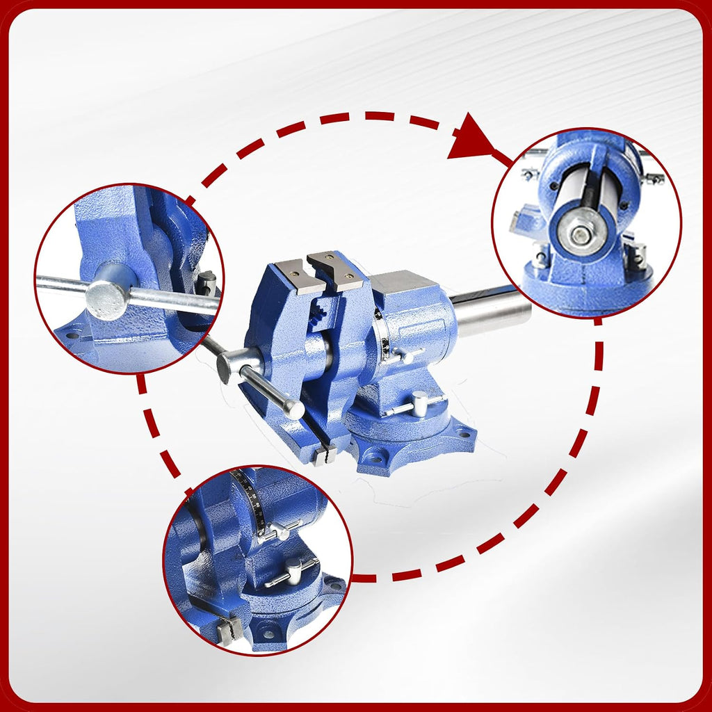 findmall Multipurpose Vise Bench Vise Heavy Duty Multi-Jaw Vise 360-Degree Rotation Clamp on Vise with Swivel Base and Head for Clamping Fixing Equipment Home or Industrial Use (6 inch)
