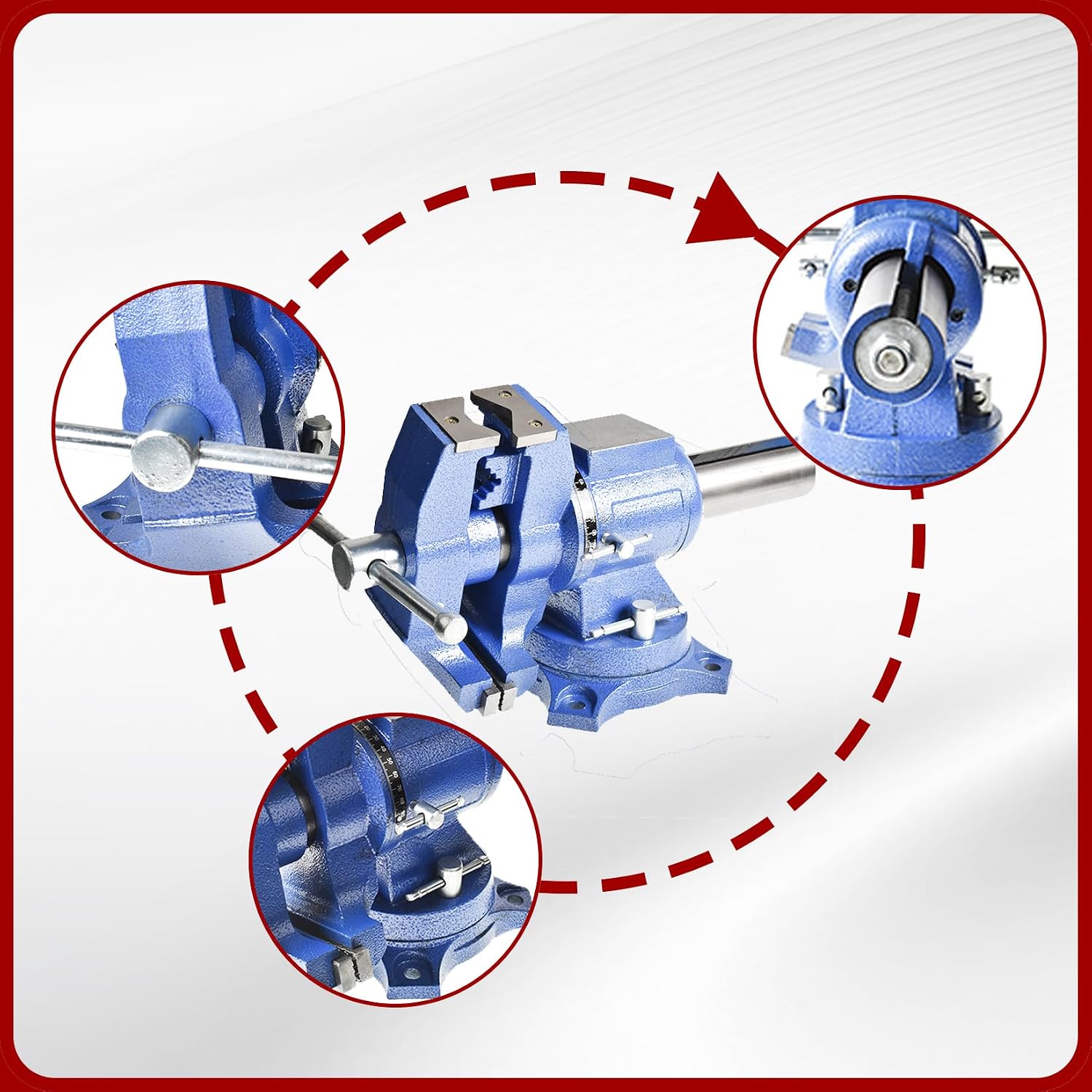 findmall Multipurpose Vise Bench Vise Heavy Duty Multi-Jaw Vise 360-Degree Rotation Clamp on Vise with Swivel Base and Head for Clamping Fixing Equipment Home or Industrial Use (6 inch)