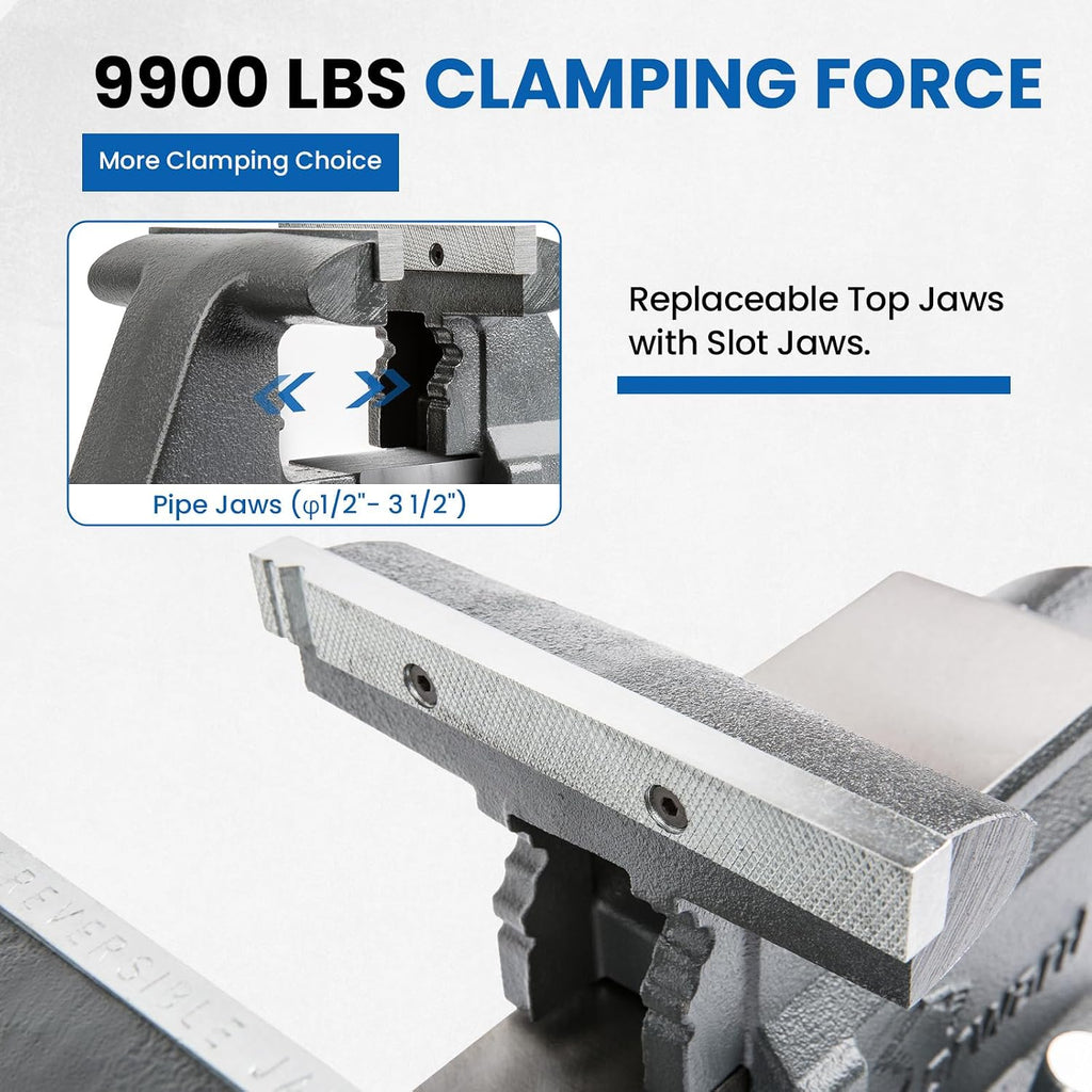 Forward CR60A 6.5 Inch Bench Vise Heavy Duty Vice with Anvil and 210 Degrees Swivel Base (6 1/2')