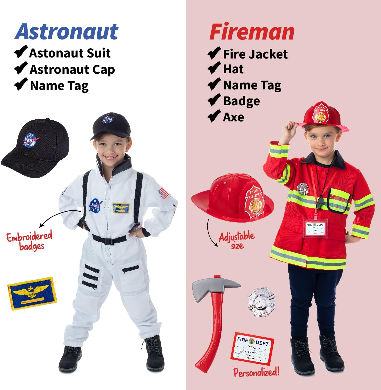 Born Toys 3-in-1 and 6-in-1 Kids' Dress Up & Pretend Play - Kids Costumes for Boys & Girls Ages 3-7 Washable Toddler Dress up Clothes w/Storage Box