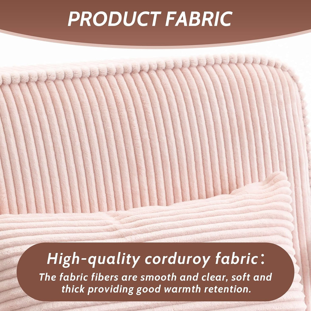 Accent Chair with Hidden Storage, Mid-Century Upholstered Armchair with Solid Wood Frame, Corduroy Fabric Accent Chair for Living Room, Bedroom, and Reading Corner(Pink)