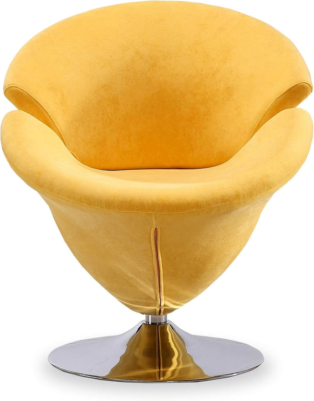Manhattan Comfort Tulip Swivel Accent Chair Set of 2 with 360° Turn, Modern Flower Inspired Design, Soft Velvet Upholstery, Polished Chrome Base, No Assembly Required, 300 Lbs Capacity, Yellow