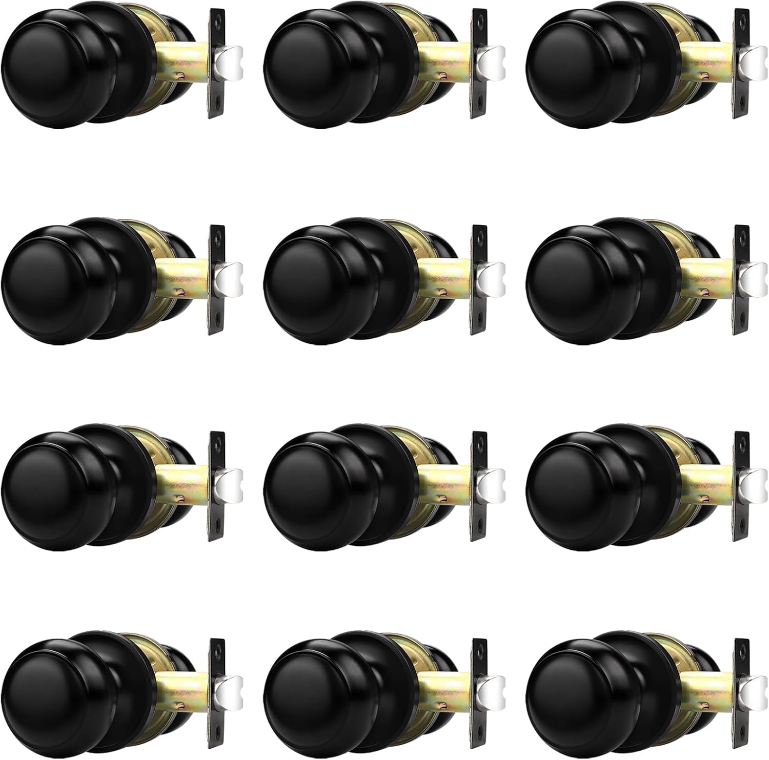 Probrico Interior Closet Door Knob, Black Door Knobs for Interior Doors, Hallway Passage Door Knob with Round Ball Knob, 12 Pack