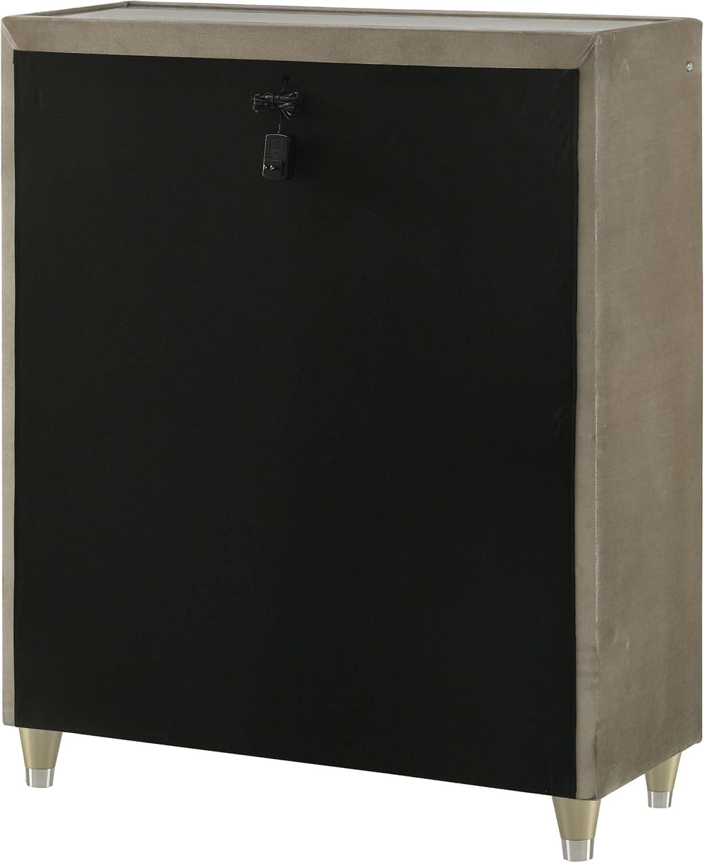 Coaster Home Furnishings - Lorient - Wood and Velvet - 5-Drawer Chest with Built-in LED Lighting, Crystal Knobs and English Dovetail Joinery - Bedroom - Ivory and Camel - 222665