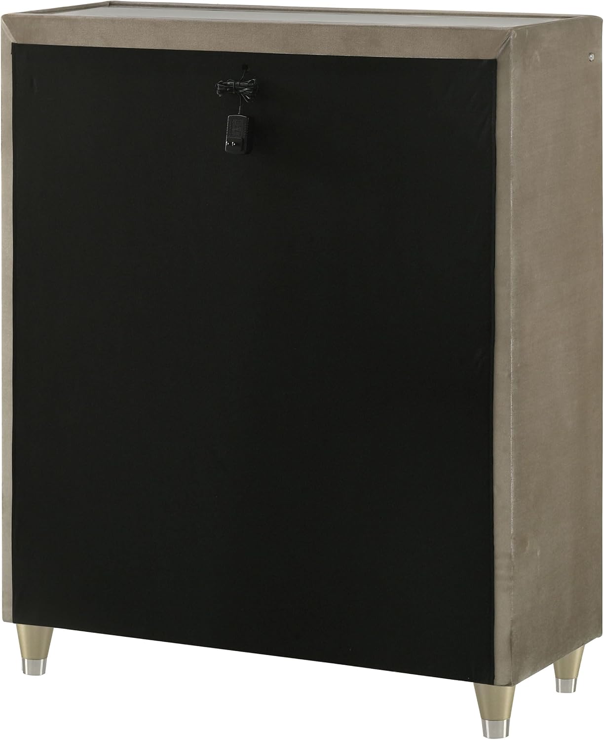 Coaster Home Furnishings - Lorient - Wood and Velvet - 5-Drawer Chest with Built-in LED Lighting, Crystal Knobs and English Dovetail Joinery - Bedroom - Ivory and Camel - 222665