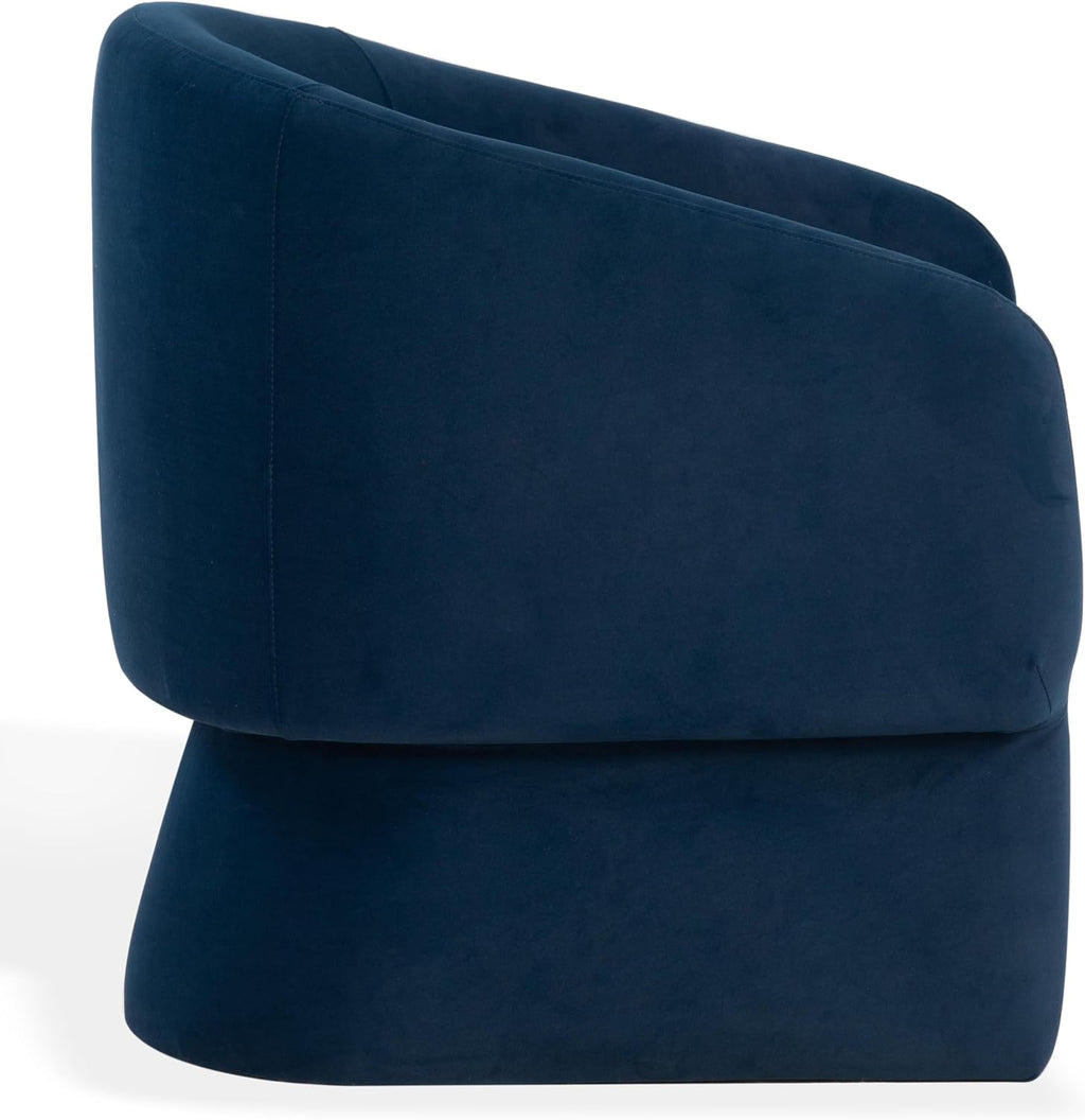 SAFAVIEH Couture Collection Susie Navy Velvet Barrel Back Accent Chair (Fully Assembled)