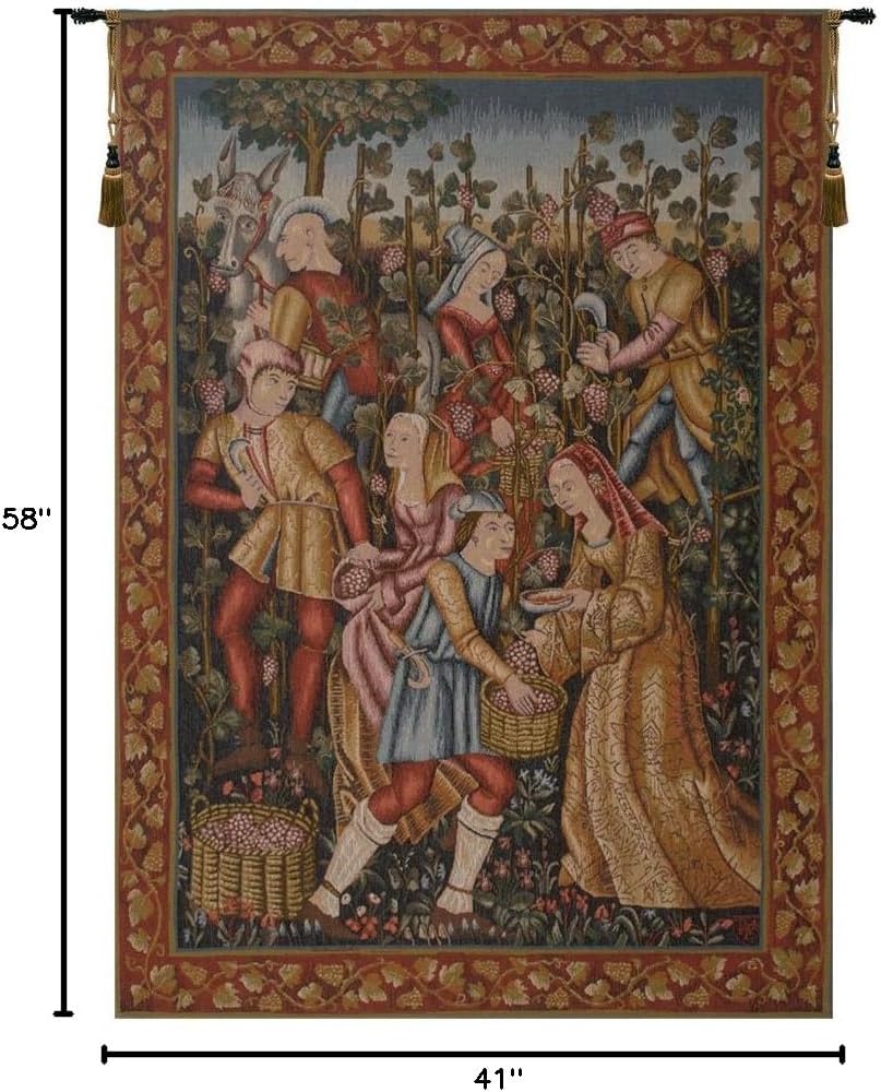 C Charlotte Home Furnishings Inc. Vendanges French Tapestry Wall Hanging 58 X 41 Inch Viscose Cotton And Polyester Blend Wall Art Woven In France Perfect For Home Decor And Wall Decor