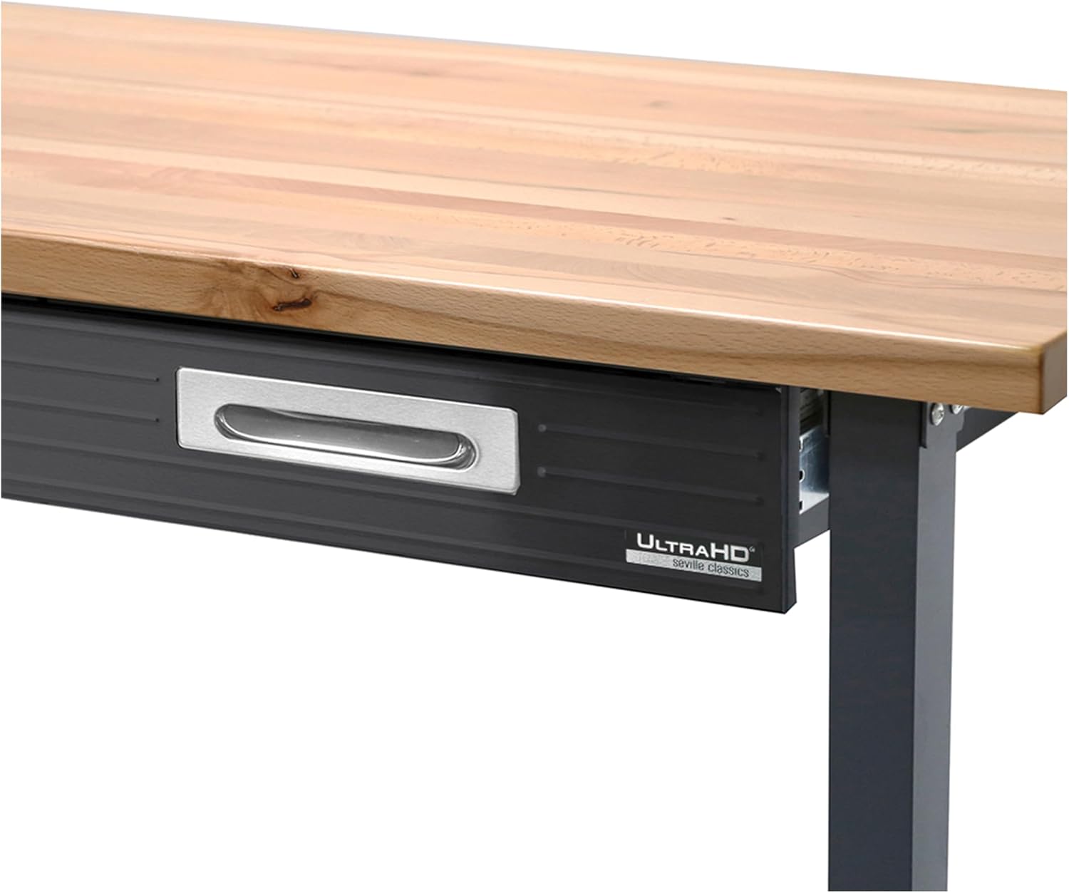 Seville Classics UltraGraphite Wood Top Workbench on Wheels with Sliding Organizer Drawer Table, 48', Graphite