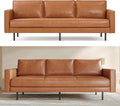 Valencia Varese 90' Full Leather Couch Cognac Tan Brown- Italian Nappa Leather Modern Cloud Couch for Living Room/Apartment Furniture