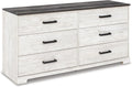 Signature Design by Ashley Shawburn Modern Farmhouse 6 Drawer Dresser, Two Tone White & Dark Gray