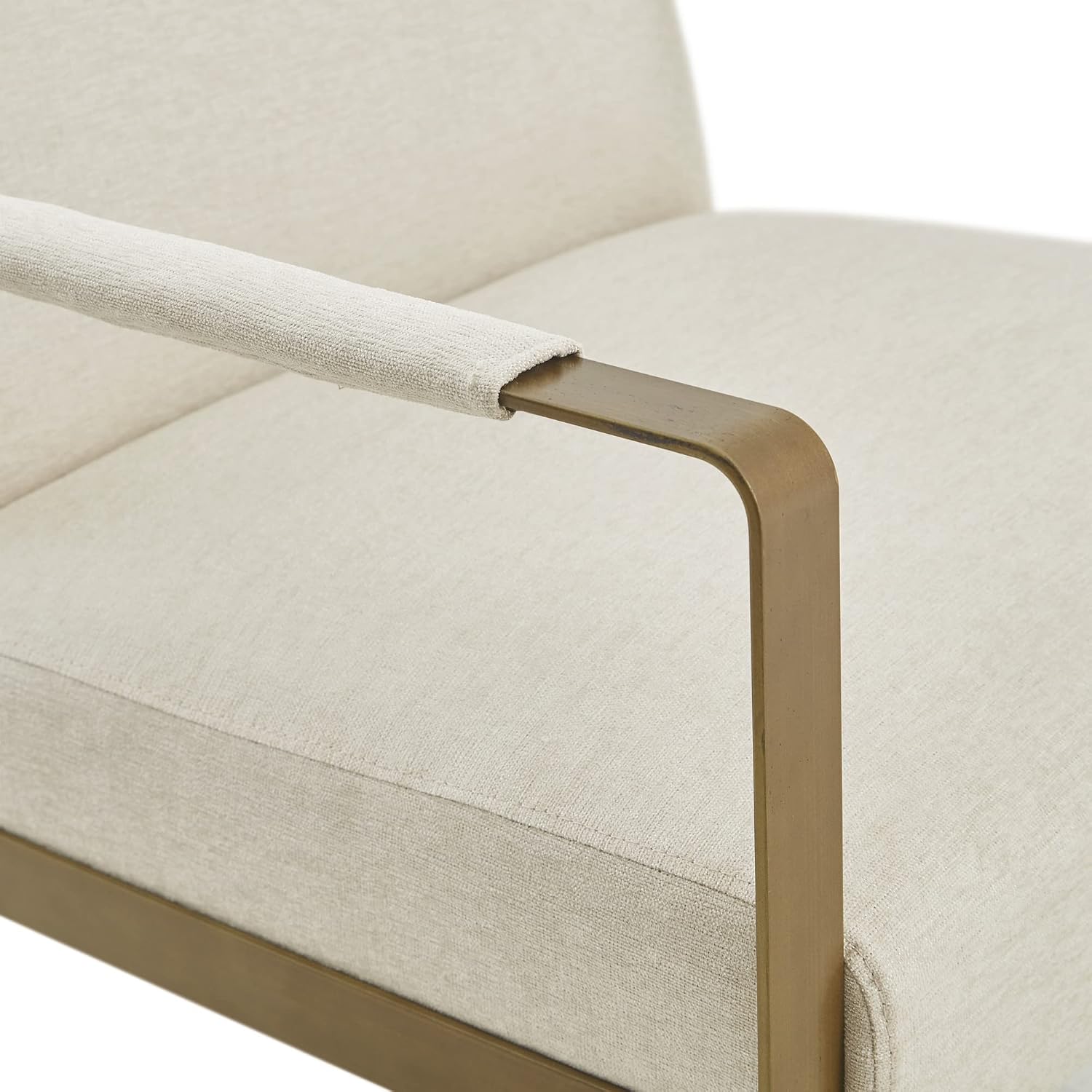 Martha Stewart Upholsterd Accent Chair Living Room Furniture - Modern Design, Comfortable Foam Seat Cushion Bedroom Lounge, Sophisticated Finished, Sturdy Frame, Cream/Gold, 28.5' W x 29' D x 32.5' H