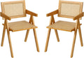Furlide Rattan Dining Chairs Set of 2, Modern Mid Century Accent Chairs, Comfy Armchairs, Outdoor Rattan Chairs with Armrest for Bedroom Living Room Reading Room Dining Kitchen