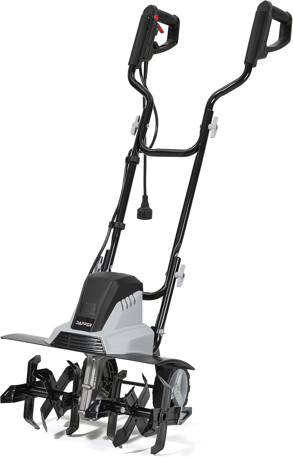 Dapper Supply 18 Electric Tiller Cultivator, 15Amp Corded Garden Rototiller with 6 Steel Tines, Adjustable Depth Wheels, Powerful Soil Cultivator for Gardening and Landscaping